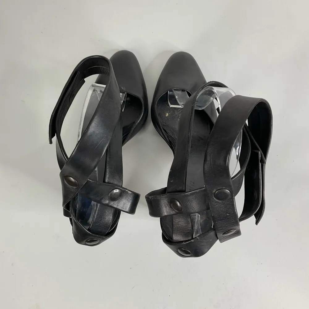 Jill Stuart Black Leather‎ Ankle Strap Heels Size 8 - Image 5