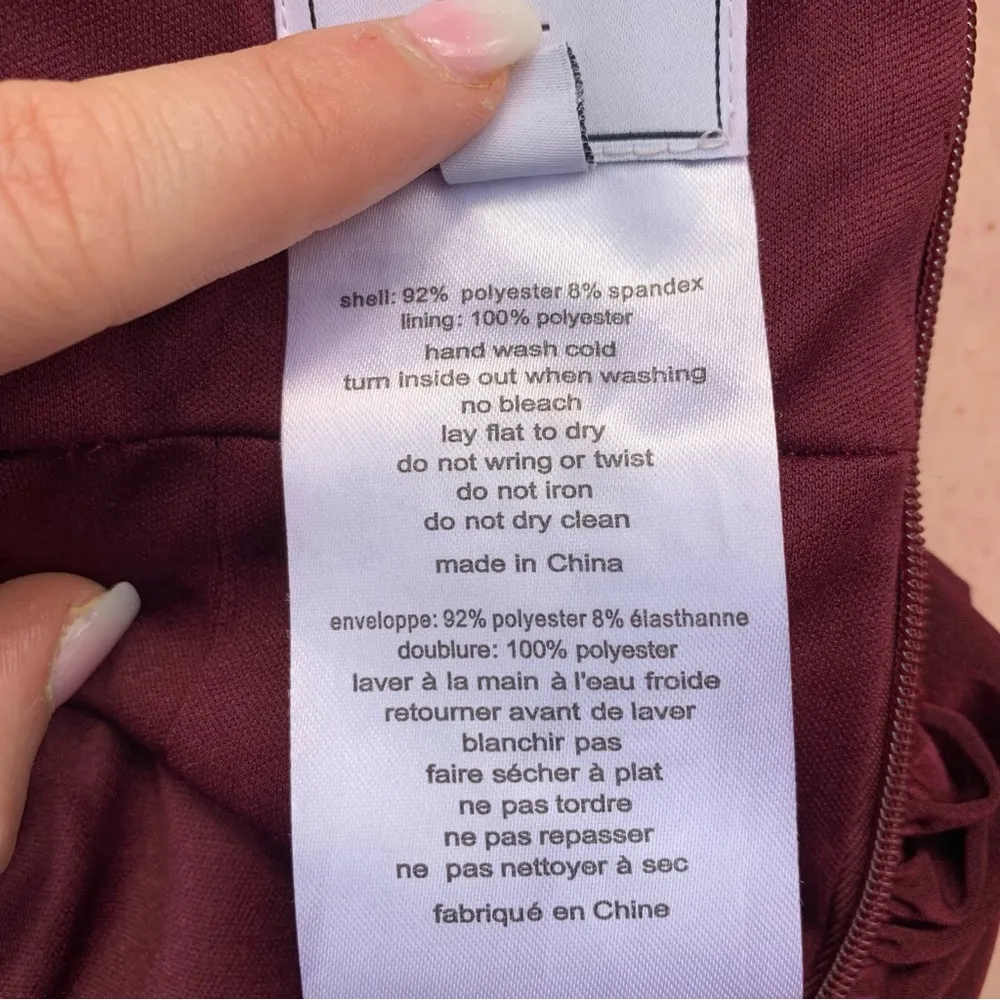 DB STUDIO Ruched Jersey V-neck Sheath Dress in Wine Red Size 6 Bridesmaid Formal - Image 11