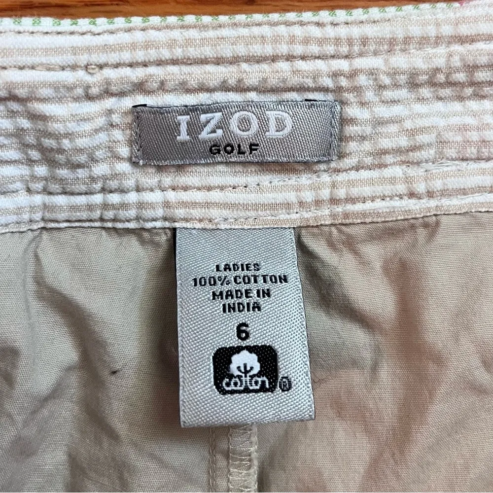 Izod Golf Plaid White Pink Green Seersucker Women's size 6 Skort Skirt - Image 8