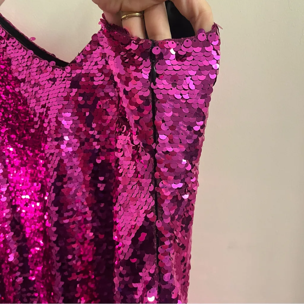 NWT Sachin + Babi Maslak Sequin Flounce Hem Midi Dress Size 8 Pink - Image 9