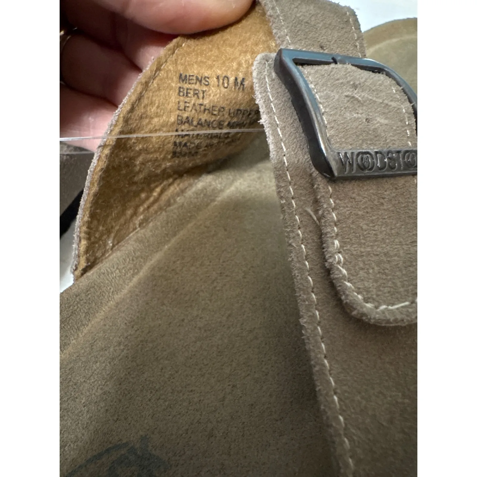 WOODSTOCK Bert Women's Comfort Slide Sandals Taupe Suede Buckle Size 10 M Brown - Image 5