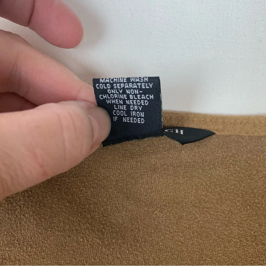 Lexi & Tasch size medium y2k tan tie front eyelet cutout long sleeve shirt 90s b - Image 5