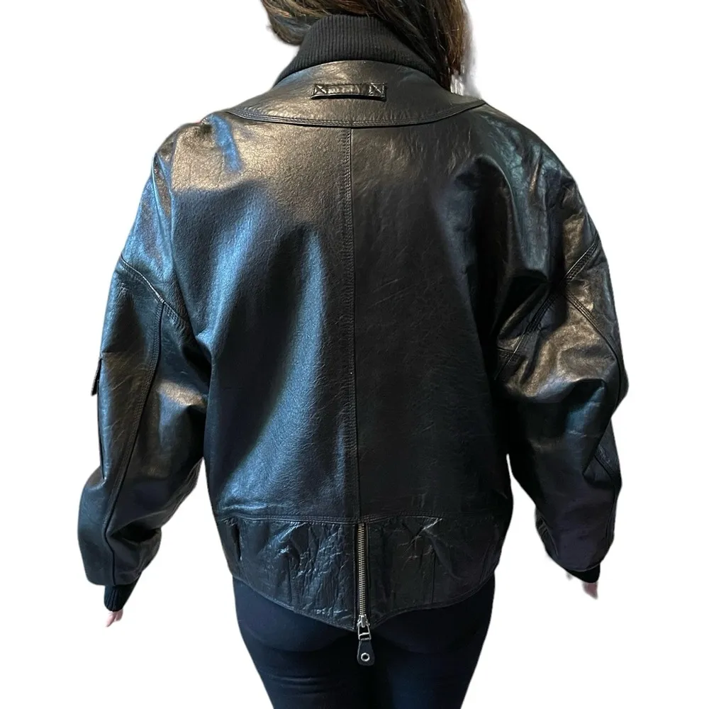 VTG Foxrun Genuine Leather Jacket Vintage Women’s Black Motorcycle Jacket Sz Med - Image 15