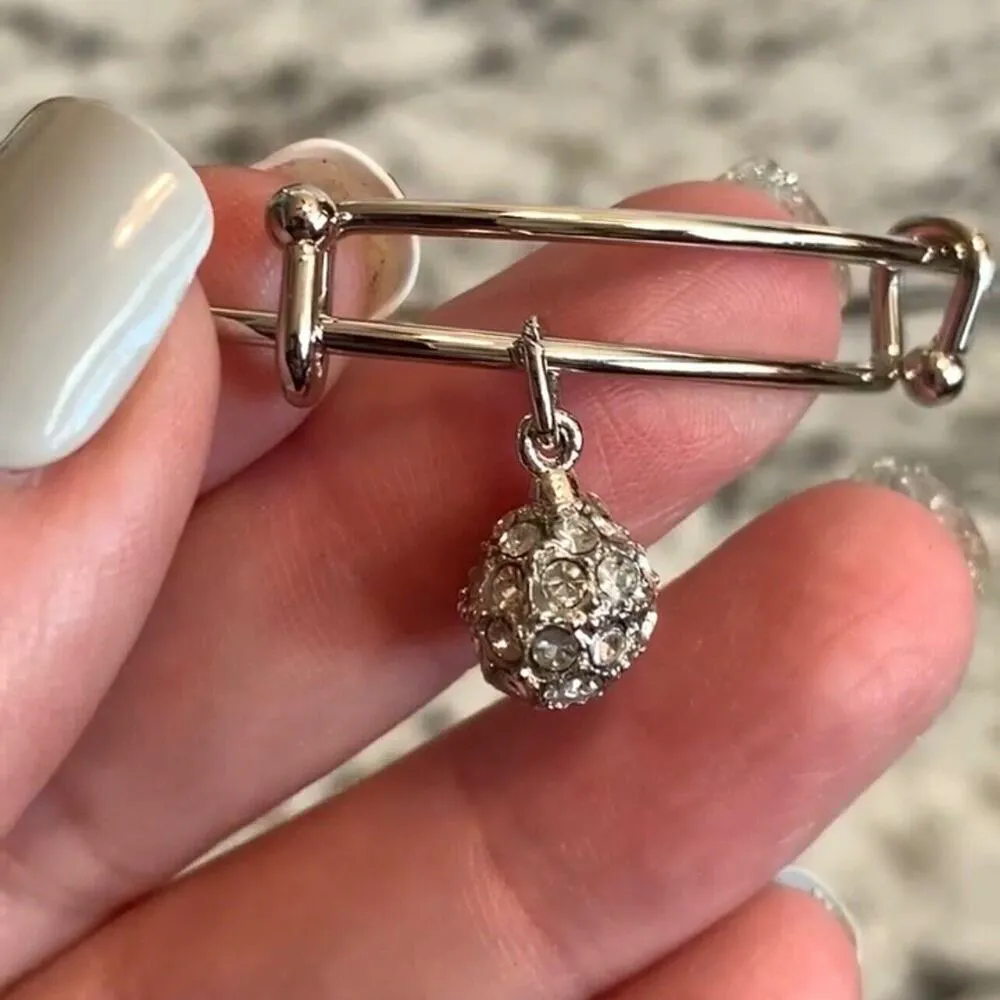 Swarovski Crystal Fireball Bangle Bracelet Silver - Image 2
