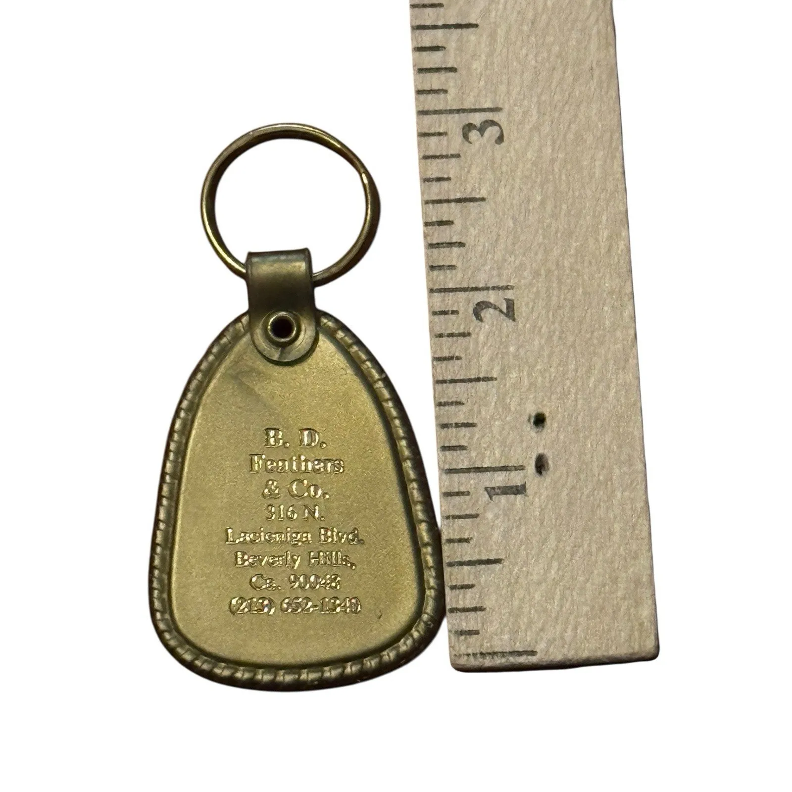 VTG Beverly Hills Exotic Birds Leather Keychain Fob B.D. Feathers & Co. USA - Image 3