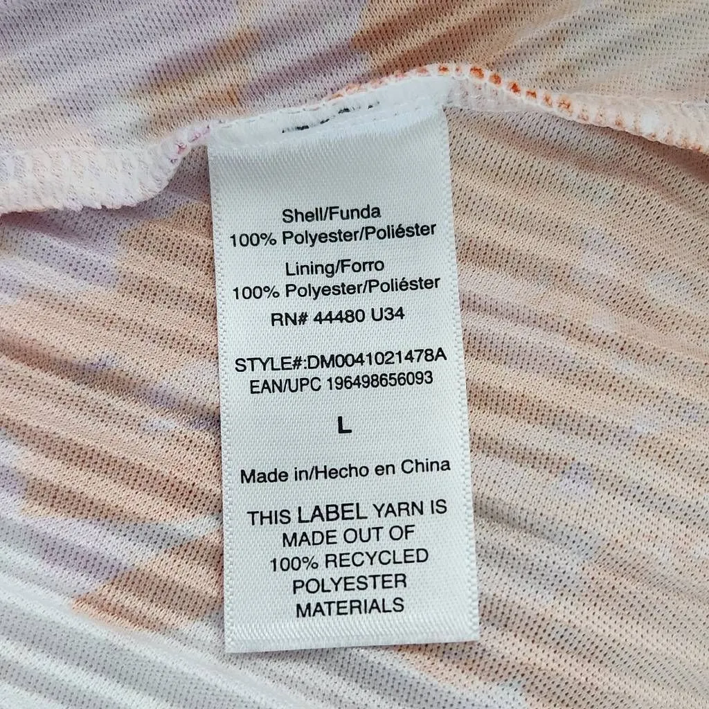 Destination Maternity Floral Print Pleated Wrap Dress Size Large Wedding Guest Orange - Image 9