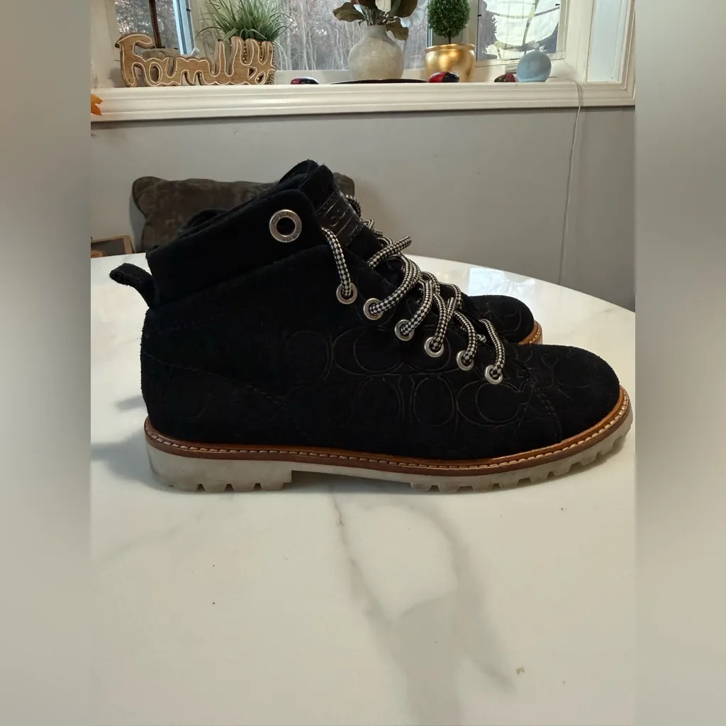 Coach Black Fabric Shoes with Checkered Laces - Image 4