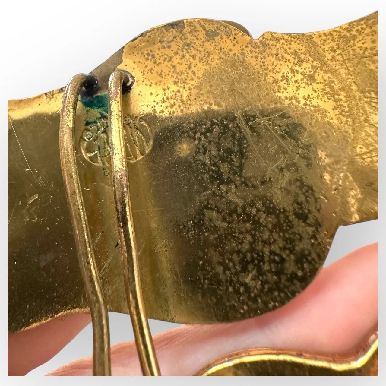 Vintage MCM Hubert Harmon Mayo Mexico Enamel Brass Brutalist Belt Buckle Gold - Image 7