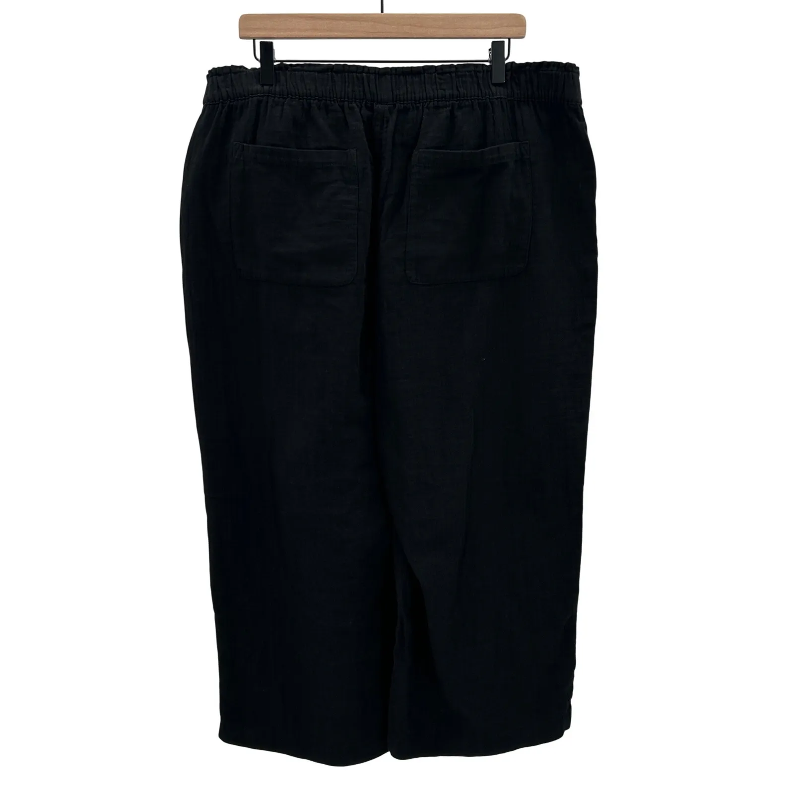 NWT Old Navy Black Wide Leg Crop Pants Women's XL Cotton Minimalist Textured - Image 2