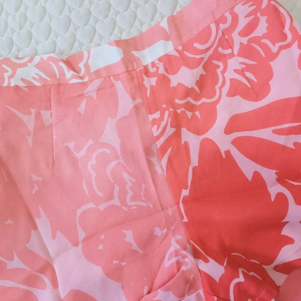 NWOT Pink Red Floral Silk Shorts for Women Size XL - Image 5