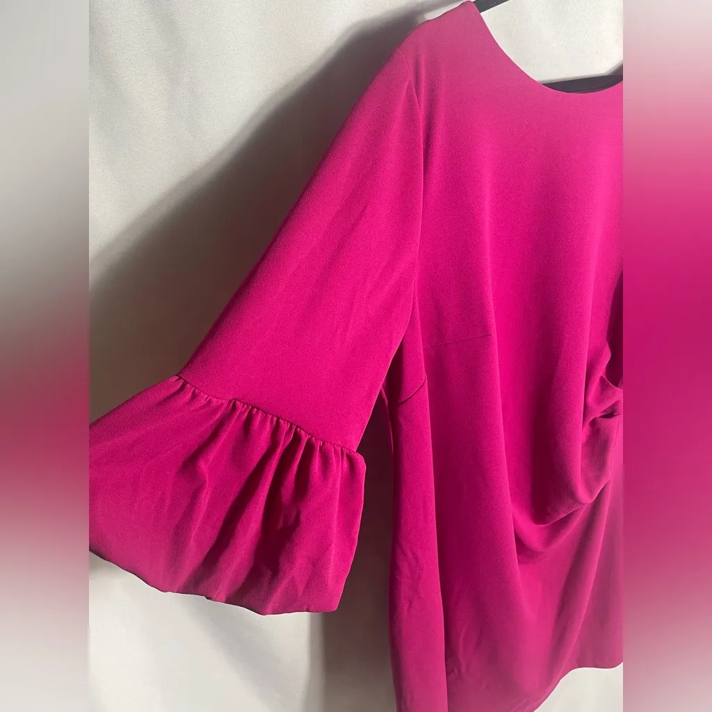Jessica Howard Woman 22W Magenta Shift Dress Ruffle Sleeves Gold Zip Back NWT - Image 3
