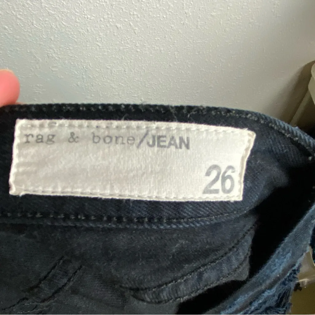 Rag & Bone Jean Shorts Size 26 Black Rebel Distressed Denim Grunge Gothic - Image 7