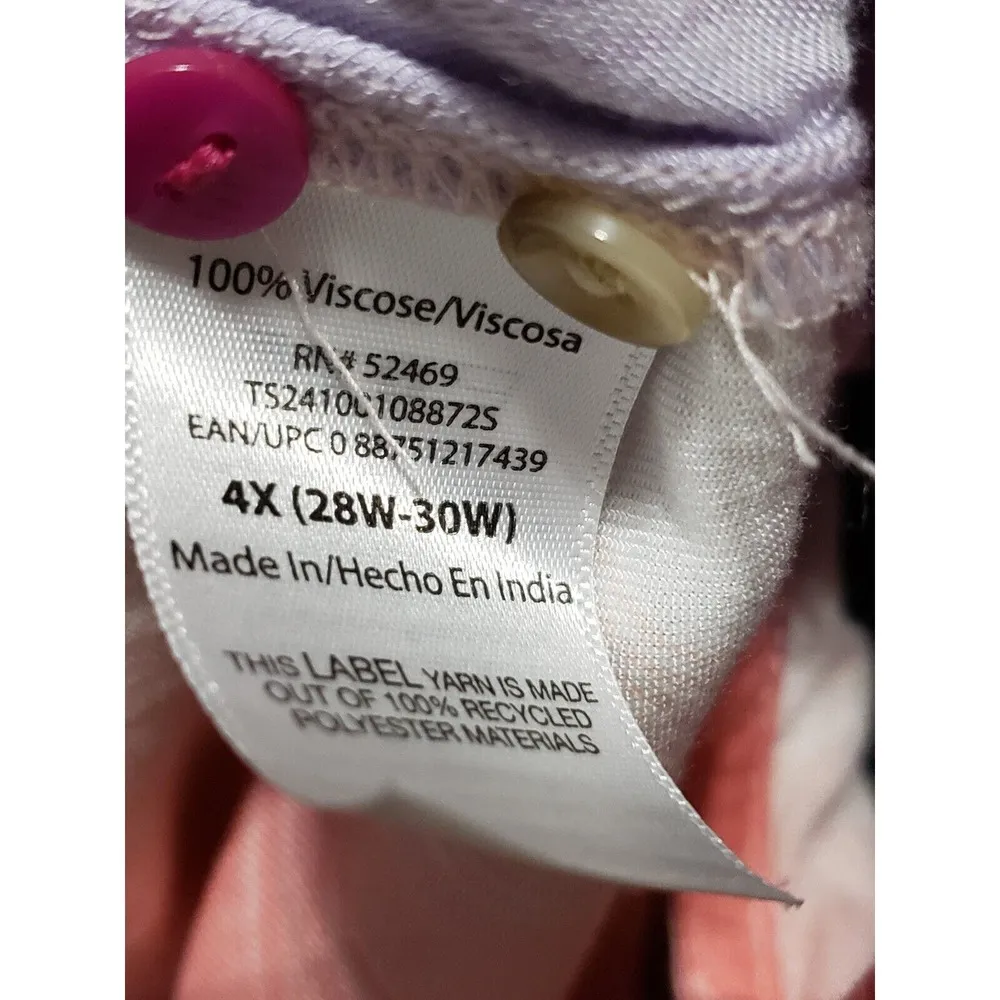 Terra & Sky 100% Viscose Button Down Shirt Size 4Xw - Image 9