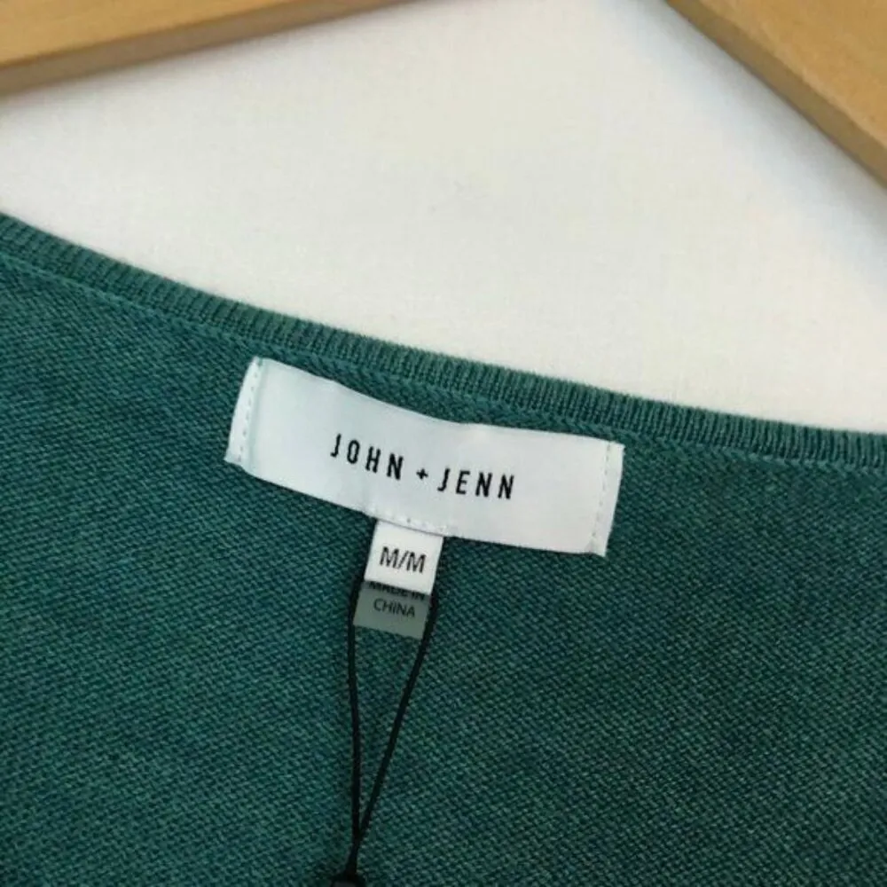 NEW JOHN JENN Asymmetrical Ruffle Sweater Teal Blue WOOL Etc Long Sleeve Medium - Image 6