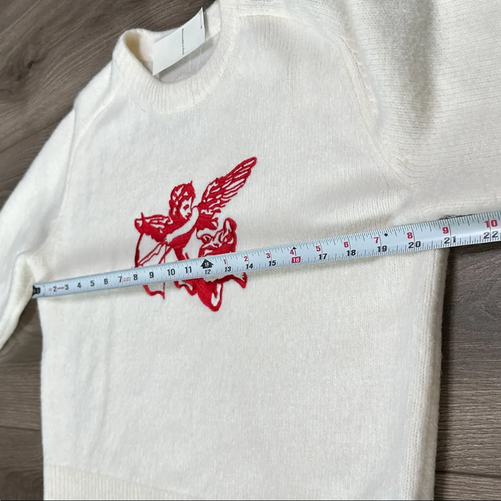 Abercrombie &‎ Fitch Madeline Textural Crew Sweater Cupid Graphic Size XS - Image 8
