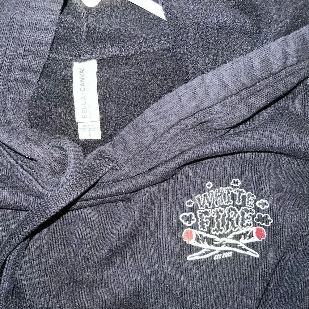 White fire dispensary crop top cropped hoodie size S - Image 5