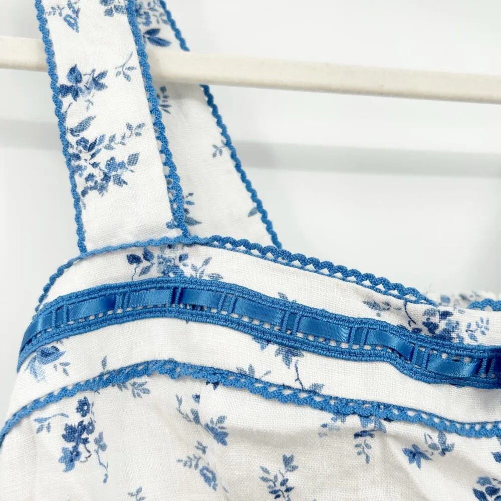 Reformation Womens Cottagecore Coastal Beachy 100% Linen Floral Eloise Top 10 - Image 4