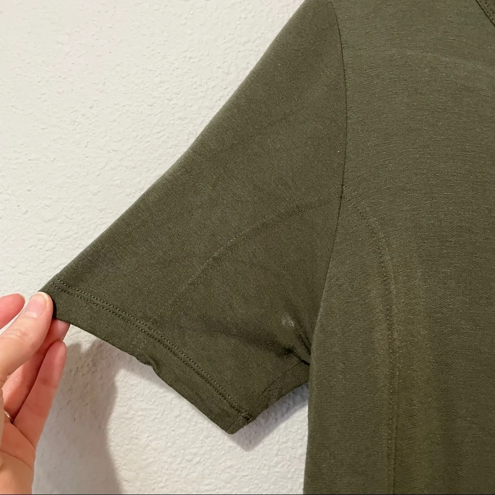 Lou & Grey Green Short Sleeve Tee Shirt Dress Womens M Mini Fall Stretch Casual - Image 5