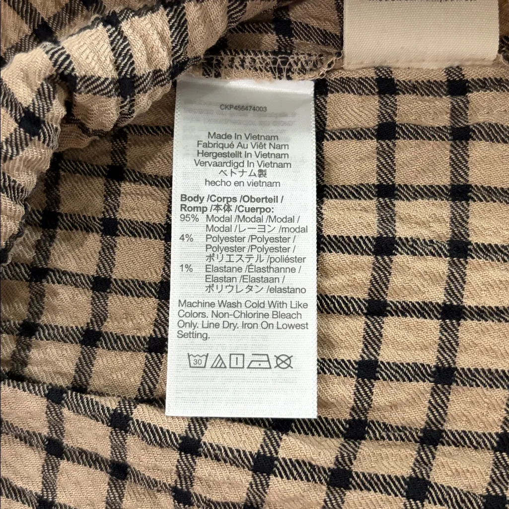 Madewell NWT  Button-Back Peplum Top in Mini Windowpane Sz M - Image 8