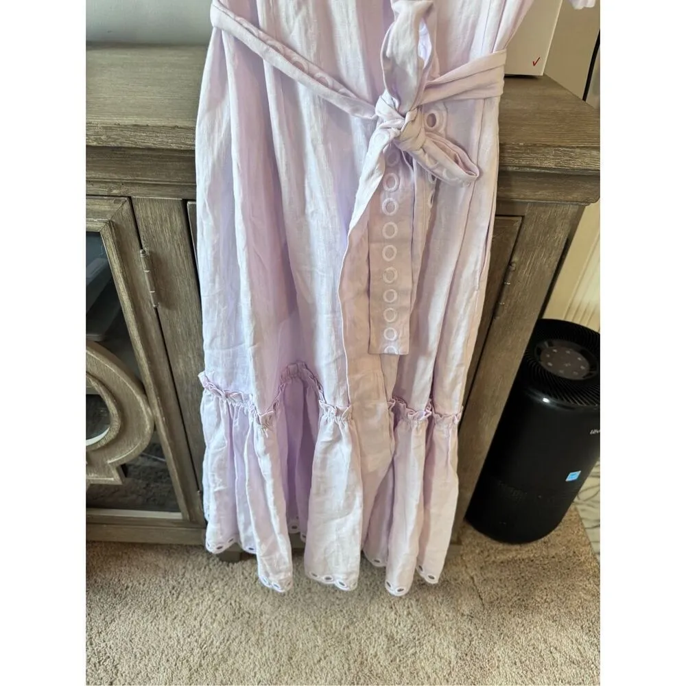Fanm Mon Cide Linen Purple Wrap Maxi Dress in Lilac Size Small - Image 6