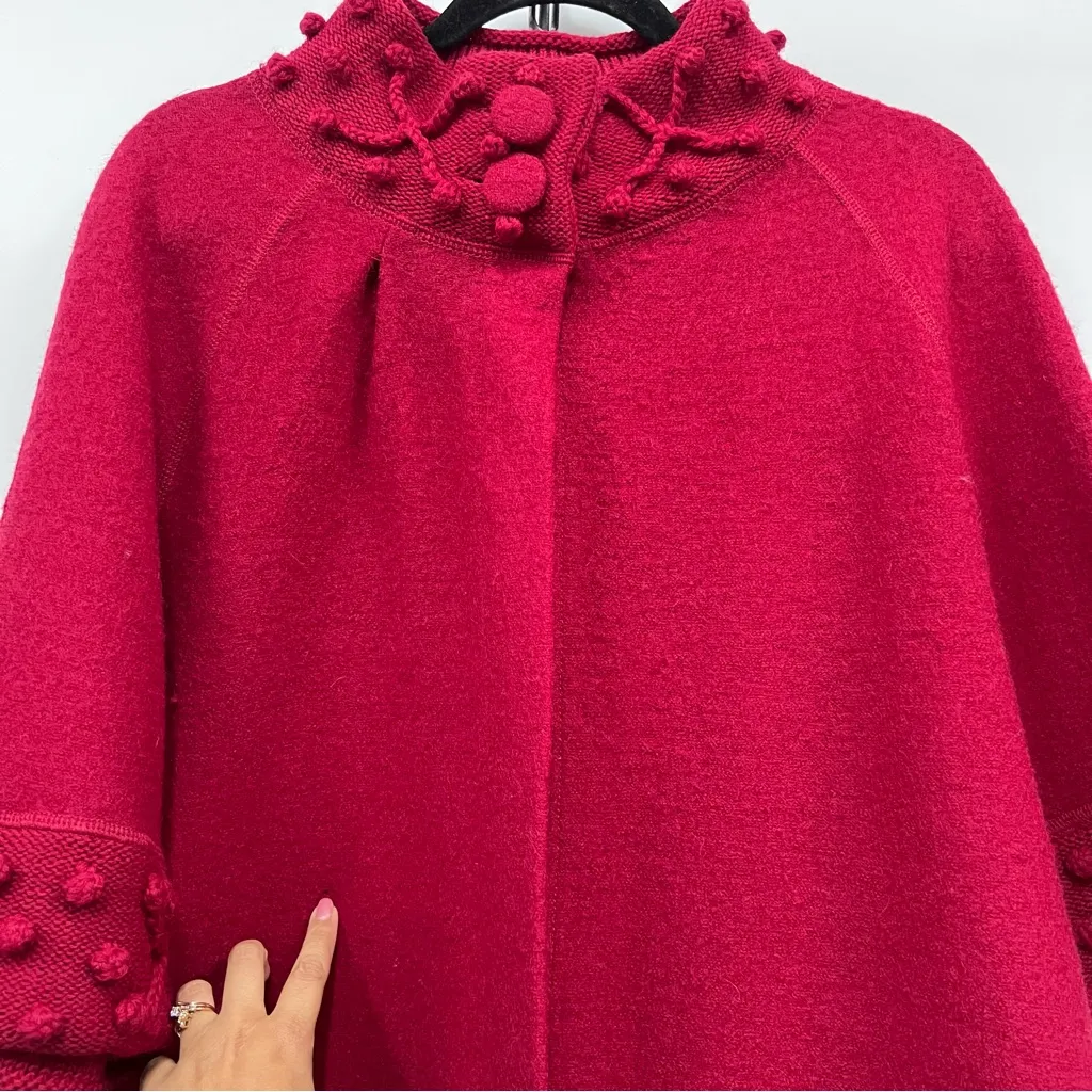 100% wool Vibrant Red Knitwear sweater cape detailed mock neck FLAWED - Image 13