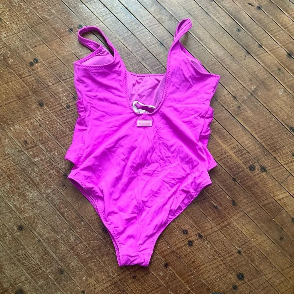 Fabletics Scoop Tie Back Shaping One-Piece pink escape Swimsuit - Image 5