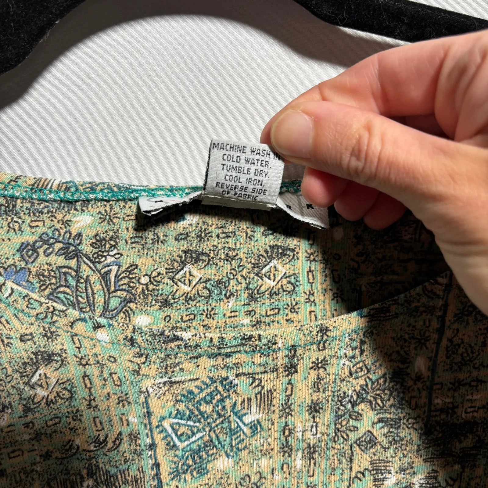 Style New York Vintage Abstract Print Short Sleeve‎ Cotton T Shirt Boxy Grunge S Green - Image 3