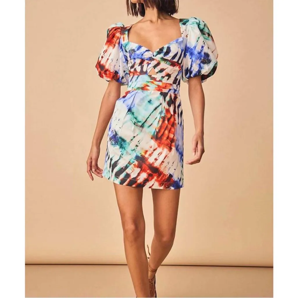 HUNTER BELL tilly dress in electric tie-dye sz 4 - Image 4