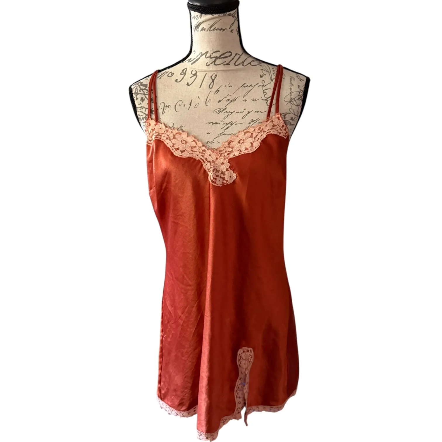 Victoria's Secret Vintage Satin Lace Nighty Slip Dress Large SEE MEASUREMENTS - Image 2