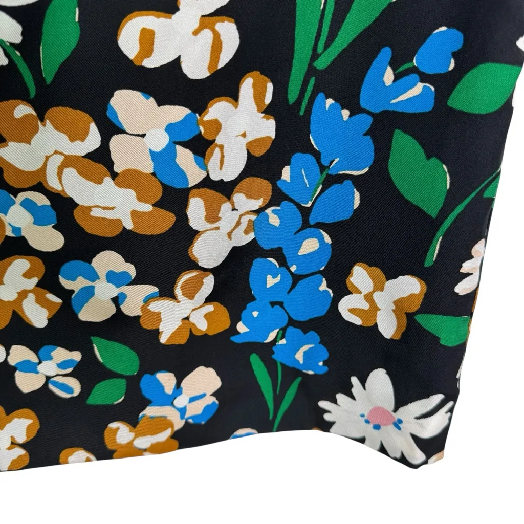 Kate Spade Silk Twill Meadow Floral Sheath Mini Dress In Black Multicolor Size 4 - Image 9