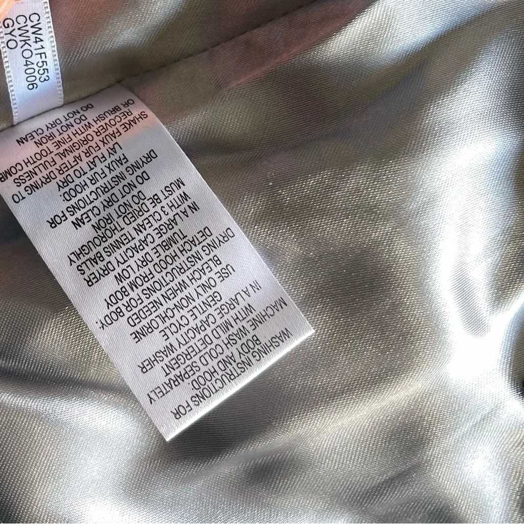 Calvin Klein Gray Silver Brown Faux Fur Hood Women’s Sz XL Puffer Coat - Image 13