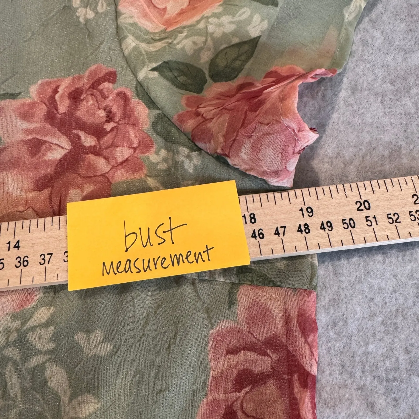 Vintage Fashion Bug Floral Maxi Dress  Women 12 Green Pink Roses Romantic Spring - Image 14