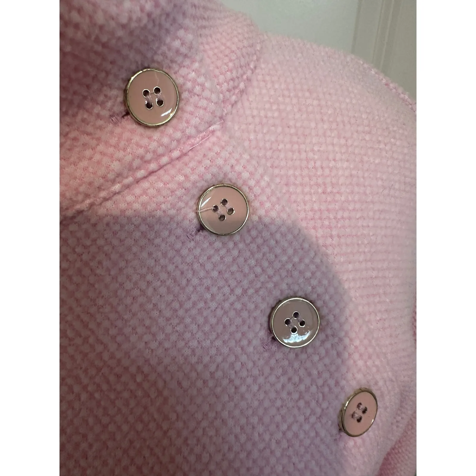 J McLaughlin Marisa Baby Pink Tunic Sweater M Button Funnel Mock Neck Preppy Size M - Image 2