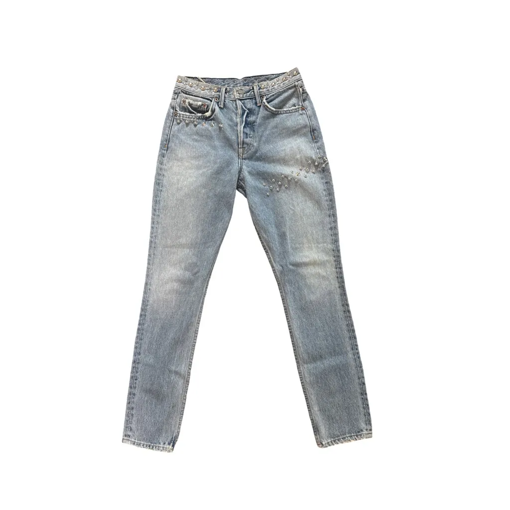 GRLFRND Karolina Lennon Studded High Rise Straight Jeans Women’s 25 NWT - Image 3