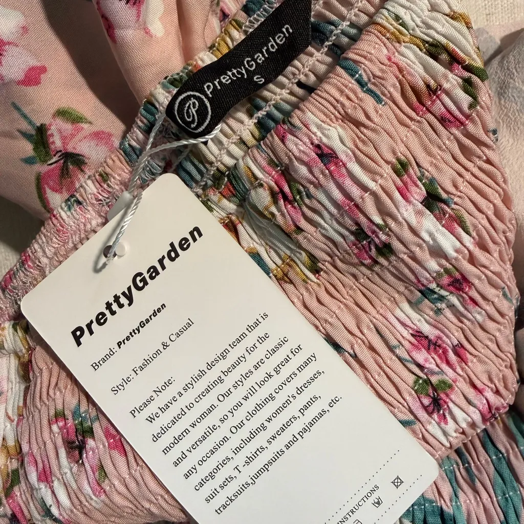 PRETTYGARDEN Bodycon Midi Dresses Summer Floral Puff Sleeve Mermaid - Image 3