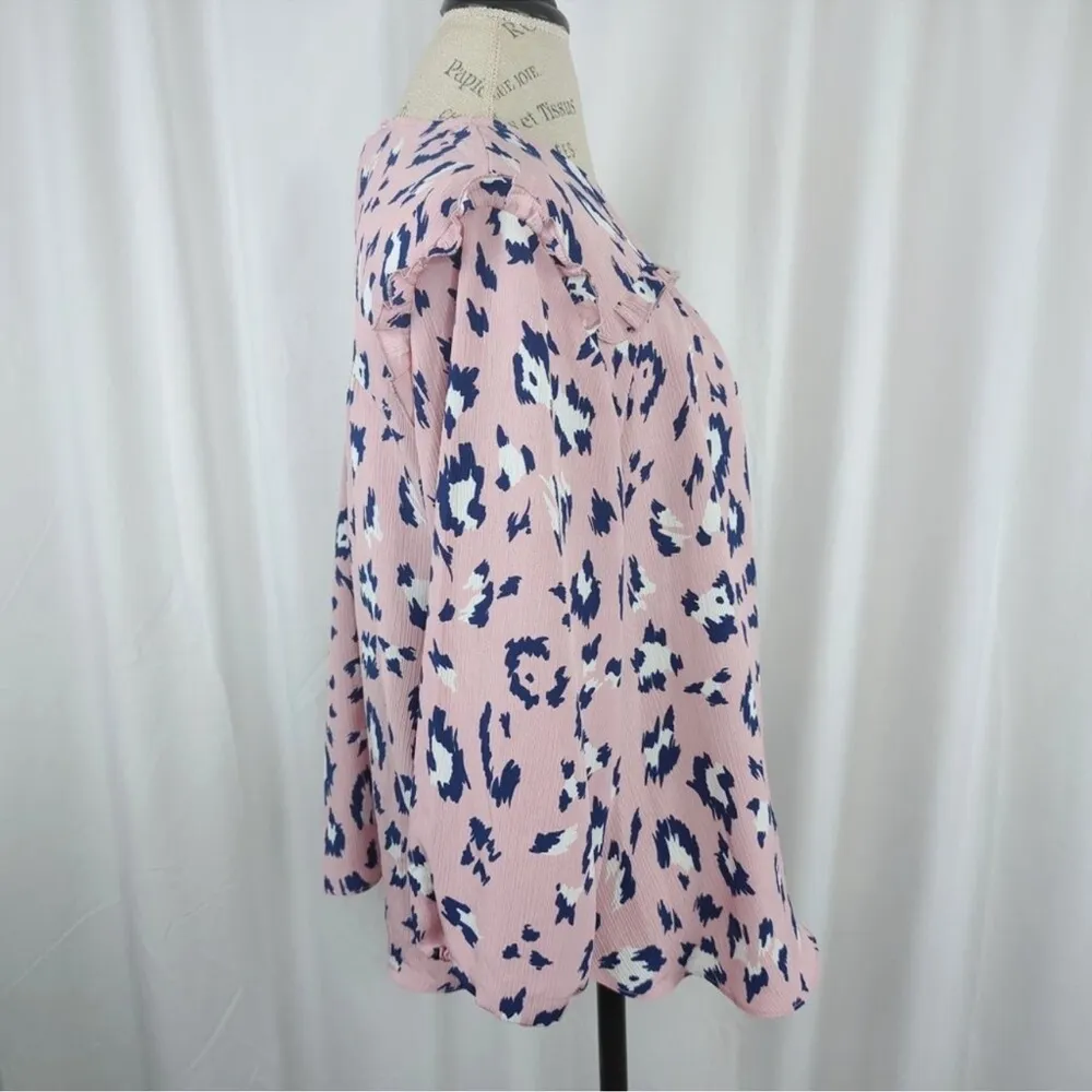 Juicy Couture Pink Top Blouse XX Large Ikat print/leopard print - Image 6