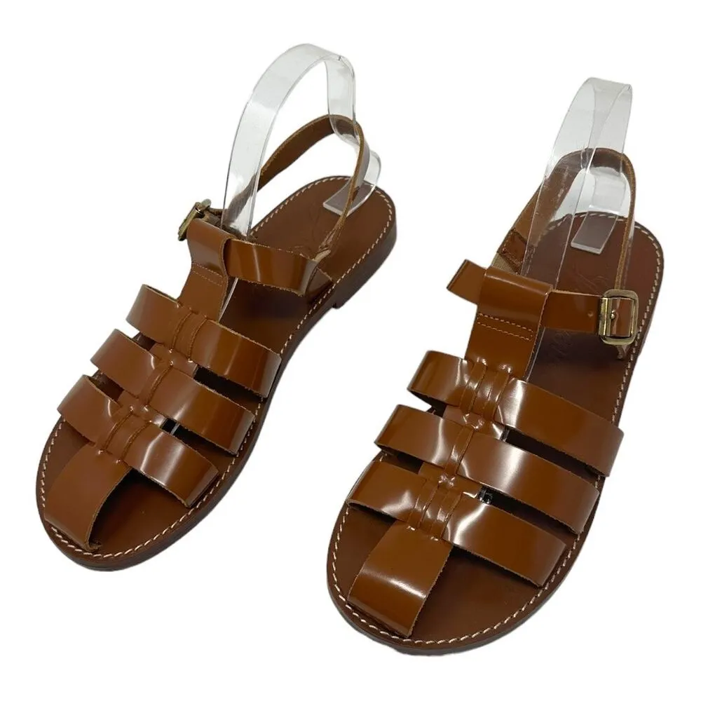 J. Crew Fisherman in Shiny Spazzolato Leather Sandals Size 8.5 - Image 3
