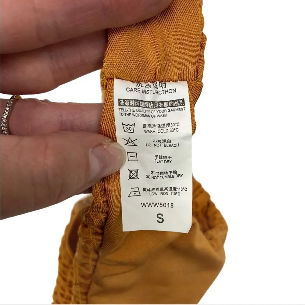 Zaful Smocked Burnt Orange Bikini Top And Bottoms Bathing Suit Set Size Small - Image 12