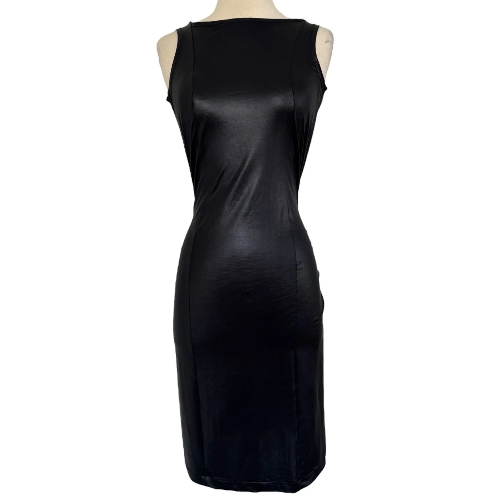 JENNIFER GRACE Faux Leather Gold Handcuff Bodycon Police Dress Club Festival S/M - Image 4
