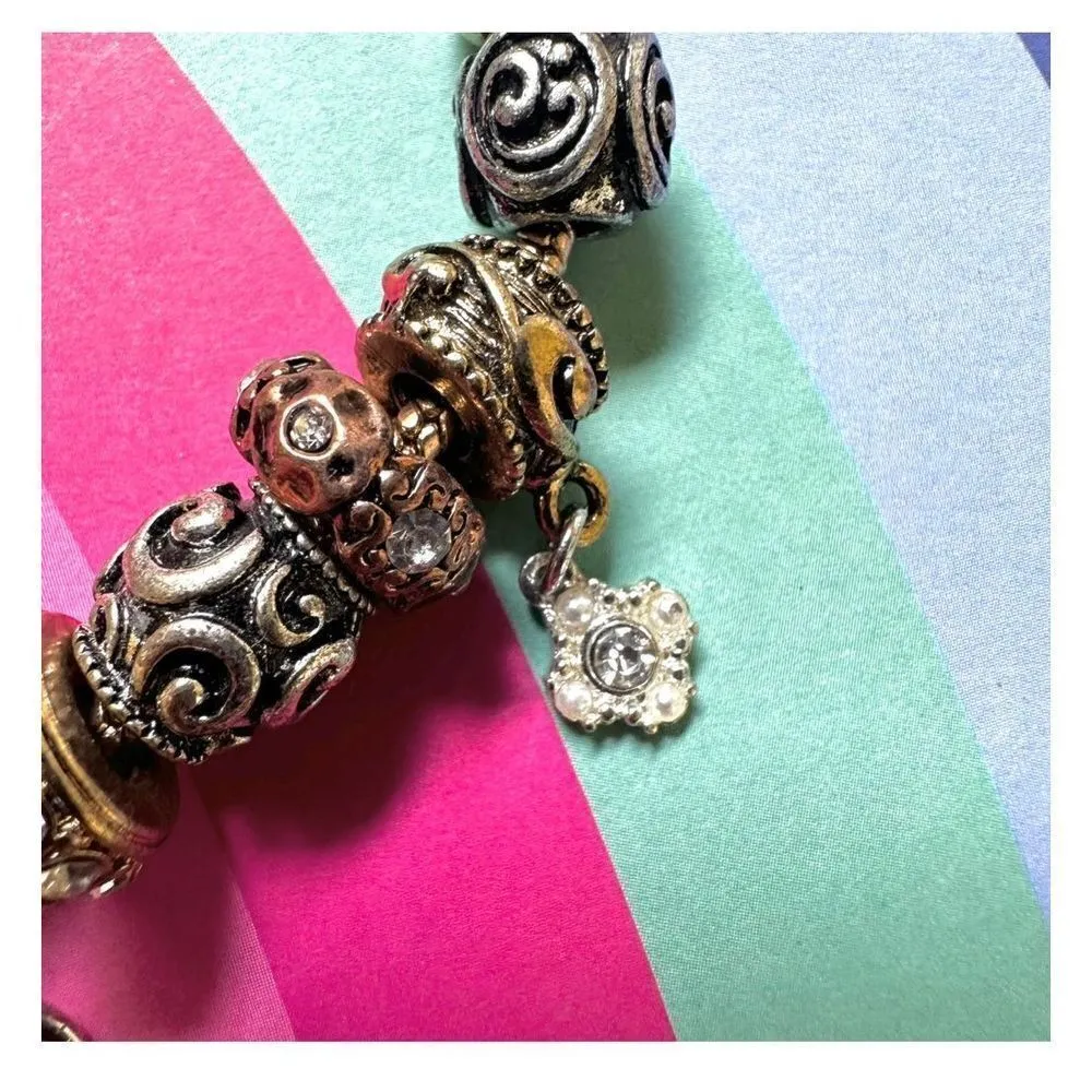 Three toned “R” initial charm bracelet Gold - Image 4