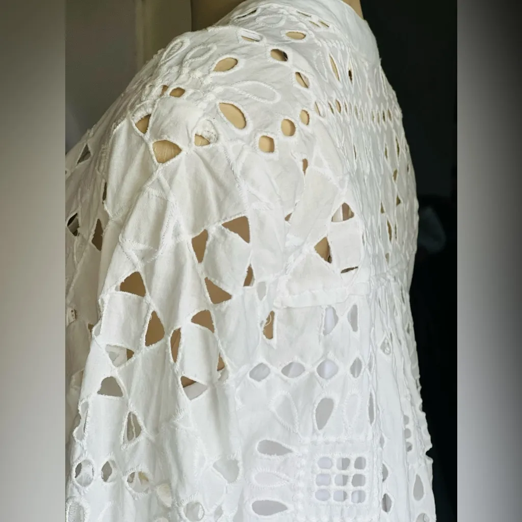 Anthropologie Maeve  Geo Eyelet Shirt Dress - Image 10