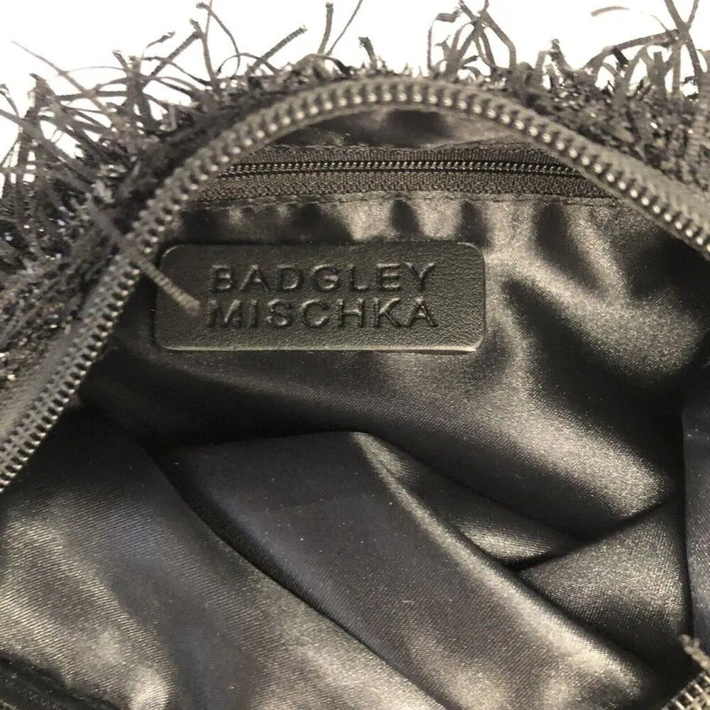 Badgley Mischka Feather black with gold hardware evening handbag - Image 7