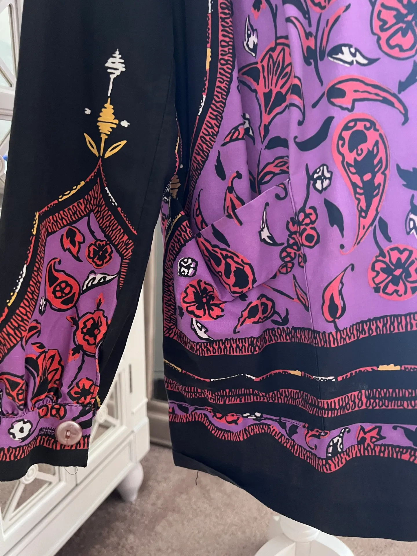 Vintage 1960’s Dixie Lou Frock Printed Button Down Shirt Tunic Size L - Image 5