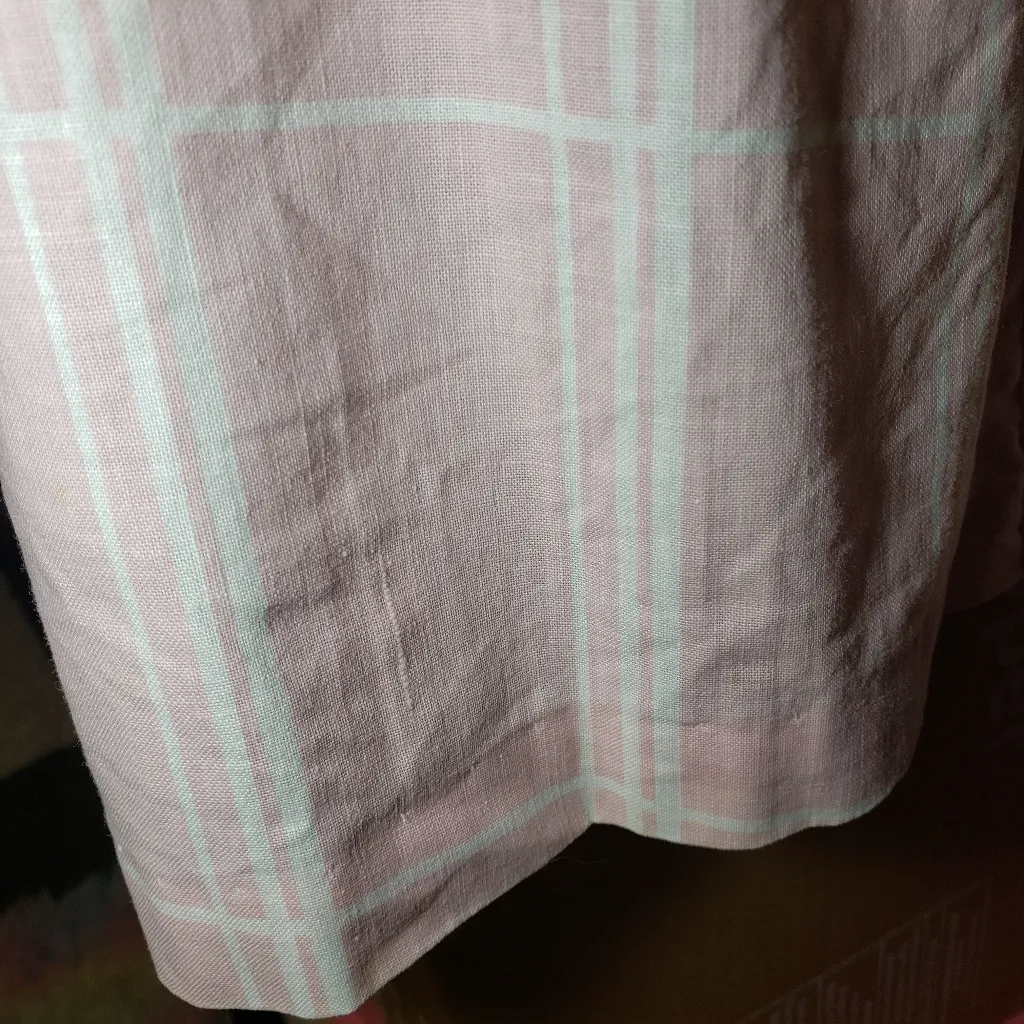 80s Does 50s 60s Vintage Lisa Jo pink dress with white buttons & stripes Size M - Image 11