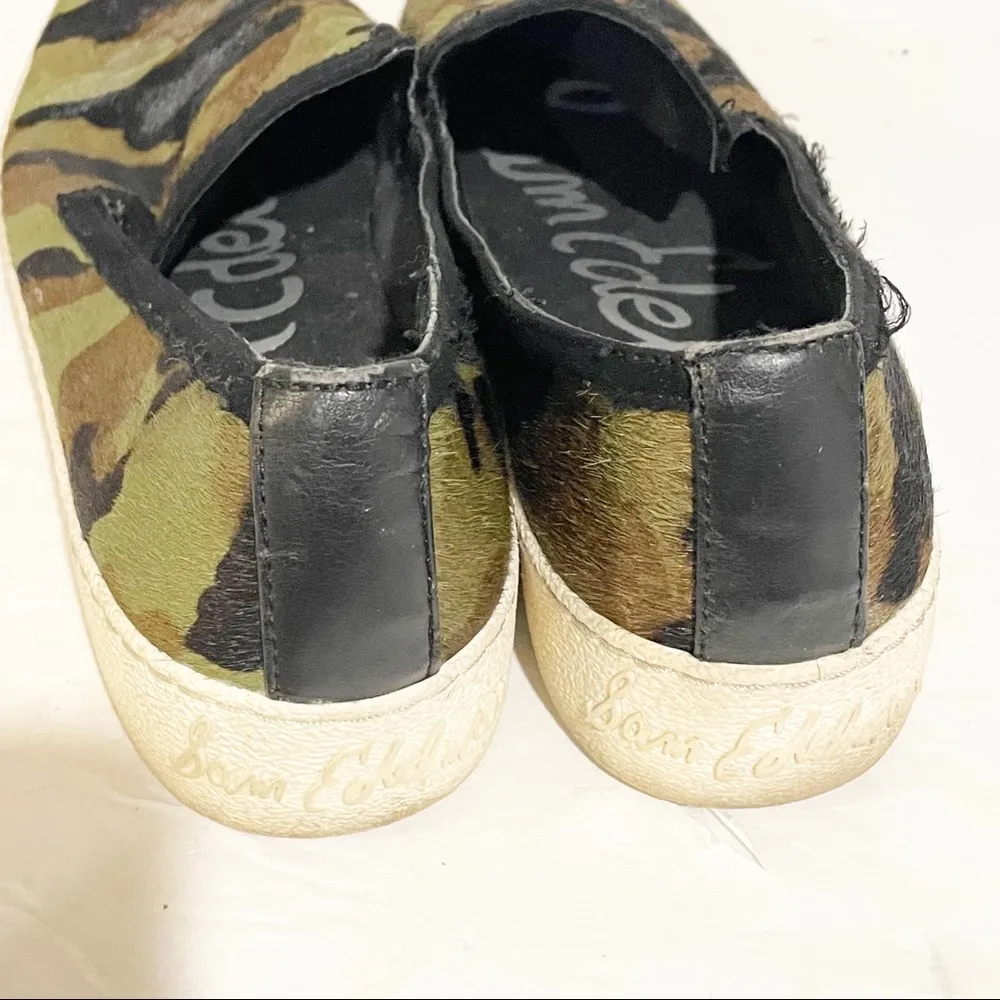 Sam Edelman Size 8.5 Green Fur Camouflage Low Top Slip on Sneaker - Image 5
