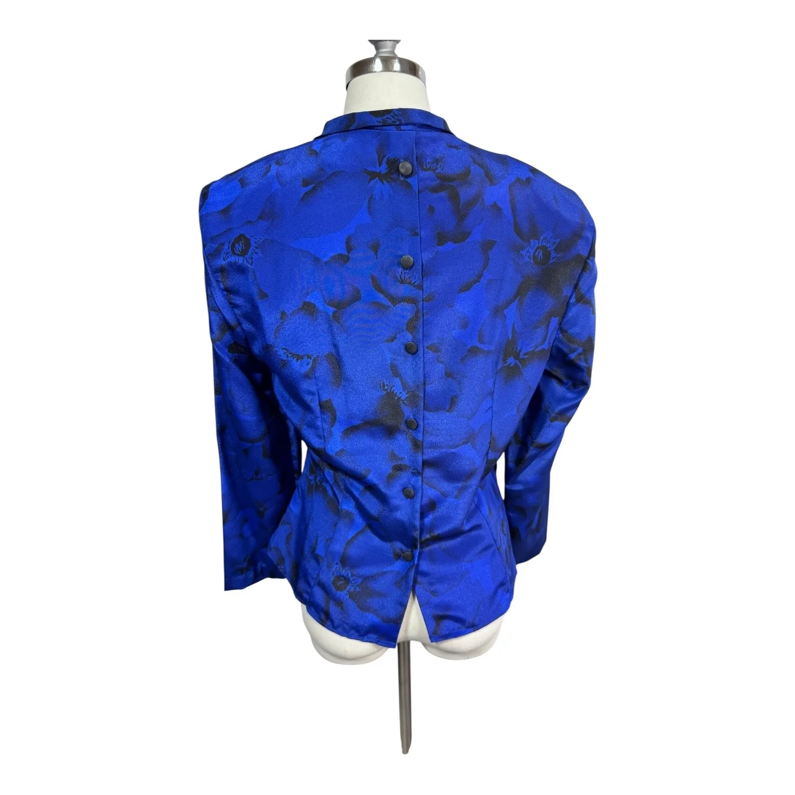 Jaclyn Smith Vintage Drape Blouse Whimsigoth Floral Satin Back Button 80s Sz 10 - Image 3