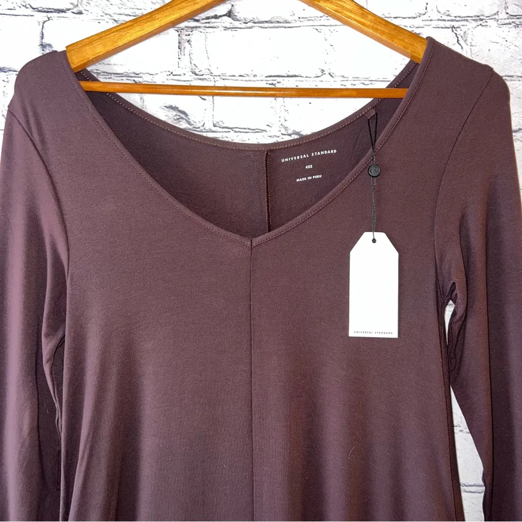 Universal Standard NWT Long Sleeve High/Low Knit Maxi Dress Chocolate Brown XS - Image 6