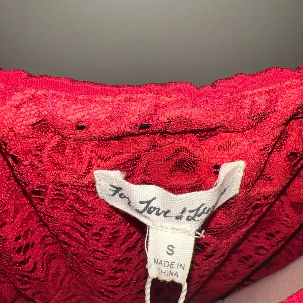 For Love & Lemons Chianti Off The Shoulder Dress in Red sz XS - Image 2