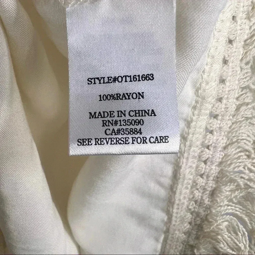 Anthropologie OTHERS FOLLOW Cream Fringe Poncho One Size Womens Boho Lagenlook - Image 9