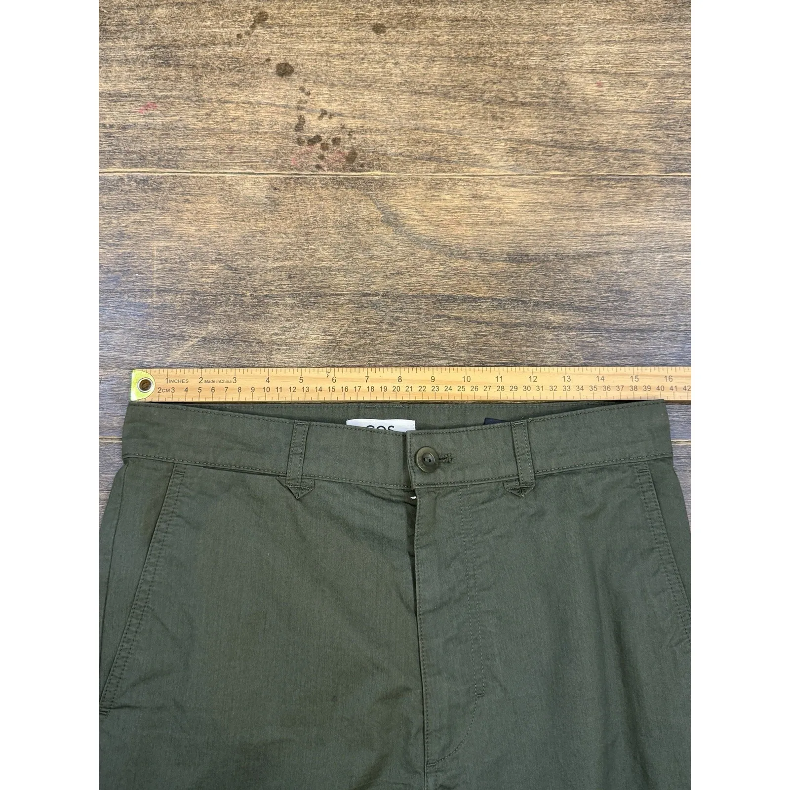 COS Pants Women Size 6 Army Green High Rise Straight Leg Utility Cotton Chinos - Image 5